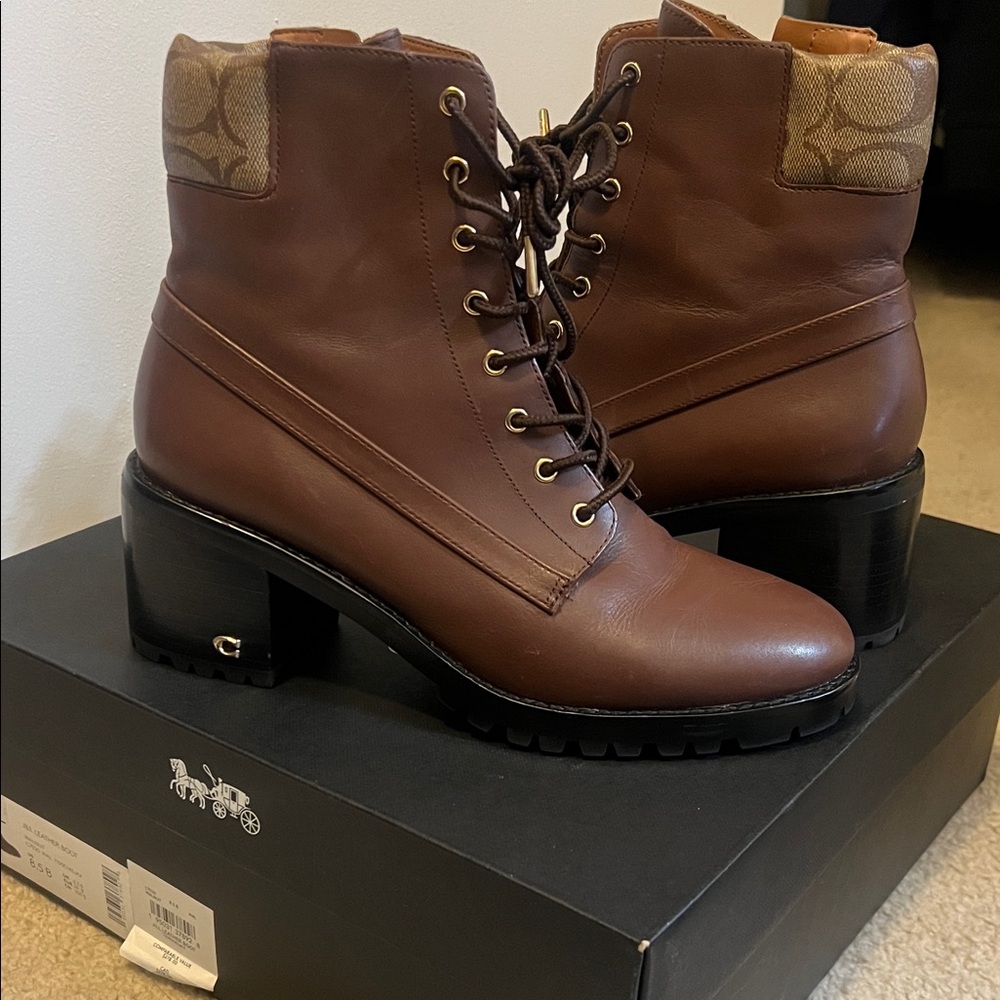 Coach Walnut Lace Up Boots - Picture 3 of 7